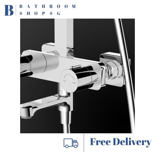 Rubine PUSHSTOP Square Rainshower Set RSC-PUSHSTOP-S81-CH Chrome