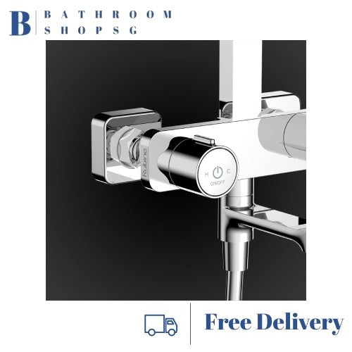 Rubine PUSHSTOP Square Rainshower Set RSC-PUSHSTOP-S81-CH Chrome