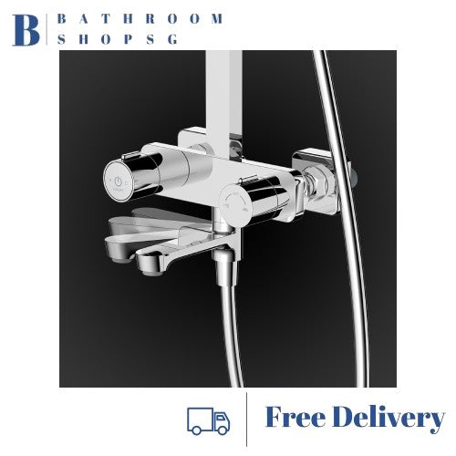 Rubine PUSHSTOP Square Rainshower Set RSC-PUSHSTOP-S81-CH Chrome