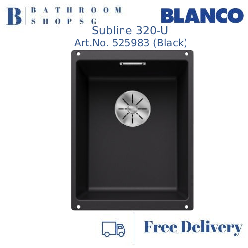 Blanco Subline 320-U Single Bowl Undermount Kitchen Sink Black 525983