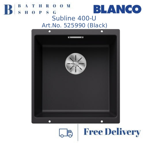 Blanco Subline 400-U Single Bowl Undermount Kitchen Sink Black 525990