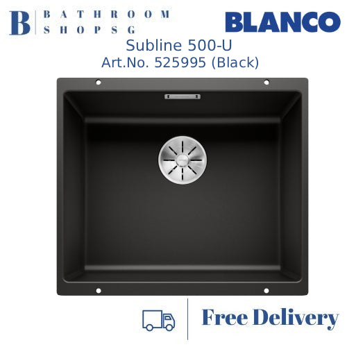 Blanco Subline 500-U Single Bowl Undermount Kitchen Sink Black 525995