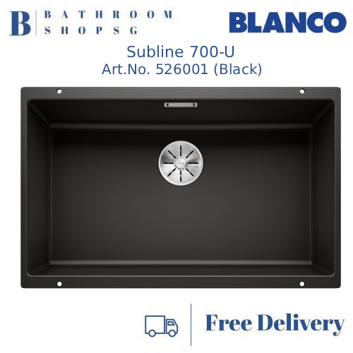 Blanco Subline 700-U Single Bowl Undermount Kitchen Sink Black 526001