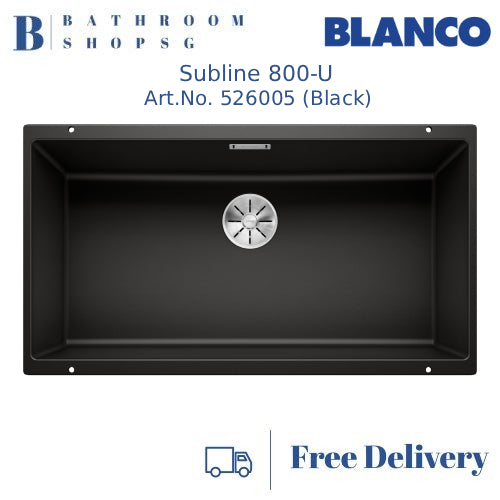 Blanco Subline 800-U Single Big Bowl Undermount Kitchen Sink Black 526005