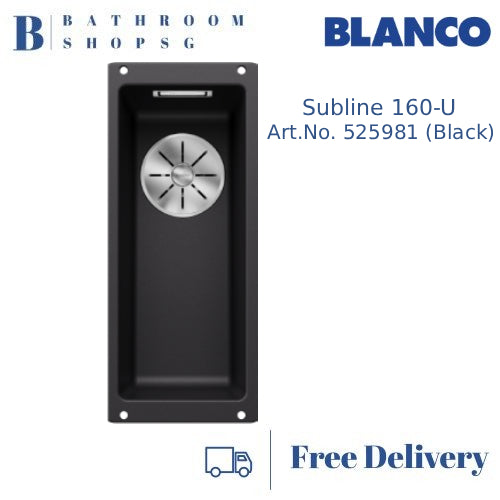 Blanco Subline 160-U Single Bowl Undermount Kitchen Sink Black 525981