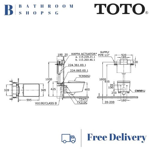 TOTO Wall Hung Toilet - TOTO Toja CW951J - Clearance