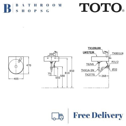 TOTO Wall Hung Lavatory LW575JR | Toto Wash Basin