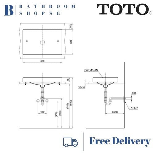 TOTO Console Lavatory LW645JN | Toto Vessel Wash Basin