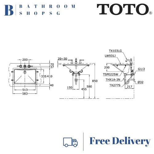 TOTO Under Counter Lavatory Basin LW931J