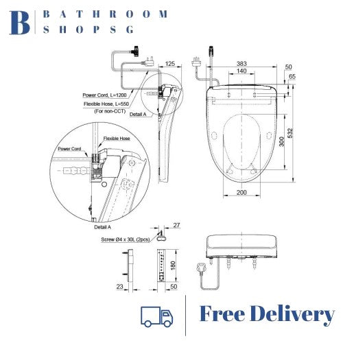 TOTO C889 One piece Toilet Bowl bundle with Washlet TCF4911EZ Electric Bidet Seat