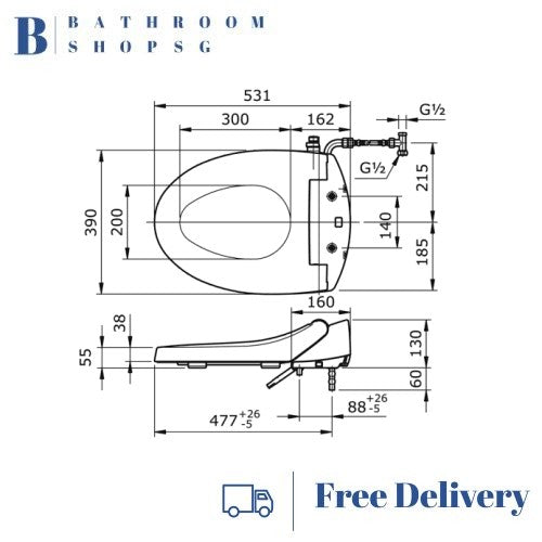 TOTO Ecowasher Manual Bidet Seat TCW04S