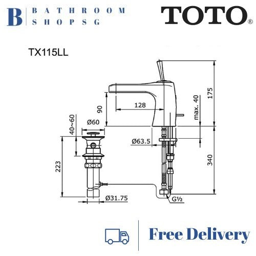 TOTO Loop Single Lever Lavatory Faucet TX115LL