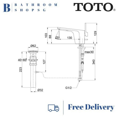TOTO Natura Single Lever Lavatory Faucet TX115LNNBR