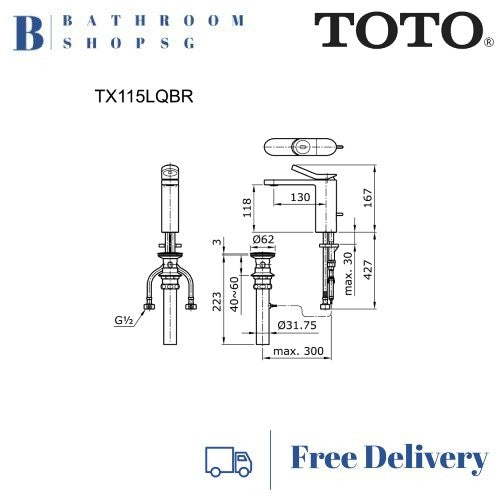TOTO Le Muse Single Lever Lavatory Faucet TX115LQBR