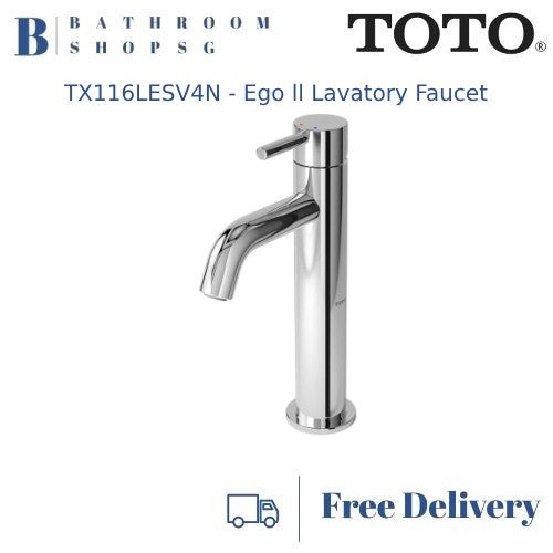 TOTO Ego || Extended Single Lever Lavatory Faucet with Pop up Waste TX116LESV4N | TOTO Basin Mixer
