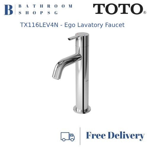 TOTO Ego Extended Single Lever Lavatory Faucet with Pop up Waste TX116LEV4N | TOTO Basin Mixer