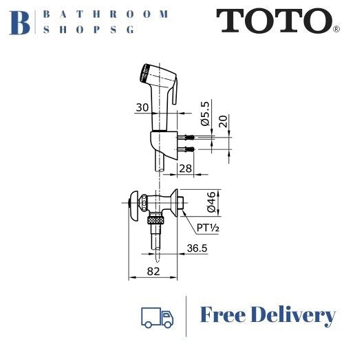 TOTO Bidet Hand Spray Set with Stop Valve White TX403SBW | TOTO shower spray set
