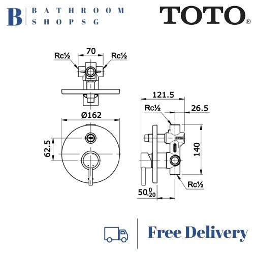 TOTO EGO || Concealed Single Lever Bath & Shower Mixer With Diverter TX442SESN