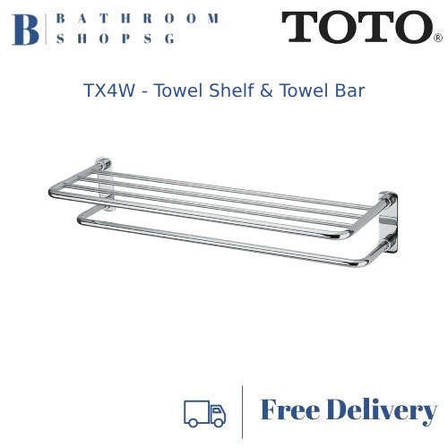 TOTO TX4W Combination Towel Shelf & Towel Bar | Toto Bathroom Accessories