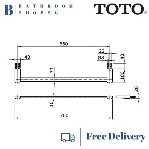 TOTO TX701ARS Rei S Series Towel Bar | Toto Bathroom Accessories