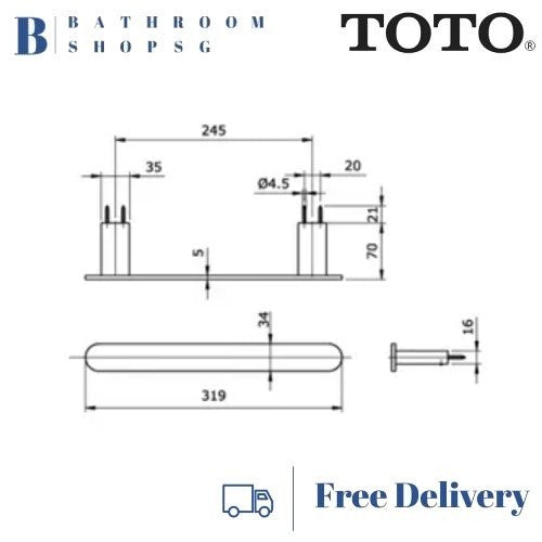 TOTO TX702AL Loop Hand Towel Bar | Toto Bathroom Accessories