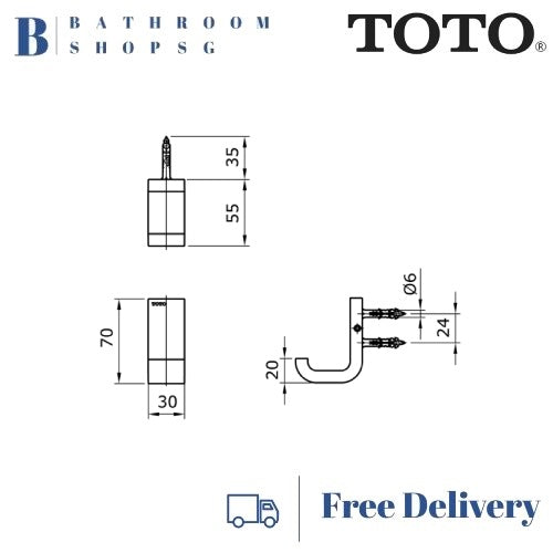 TOTO Mono Robe Hook TX704AM | Toto Bathroom Accessories