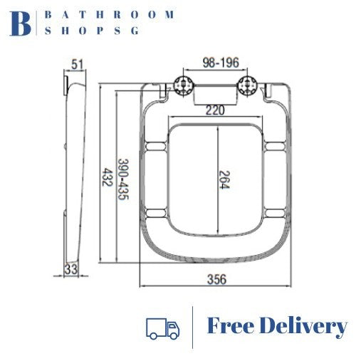 UREA Soft Close Toilet Seat Cover TS3840U |  Rectangle Shape Toilet Seat