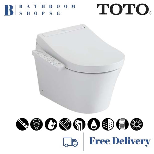 TOTO CW553C Wall Hung Rimless Toilet Bowl with TCF33370GAA Concealed Washlet S2 Electric Bidet Seat