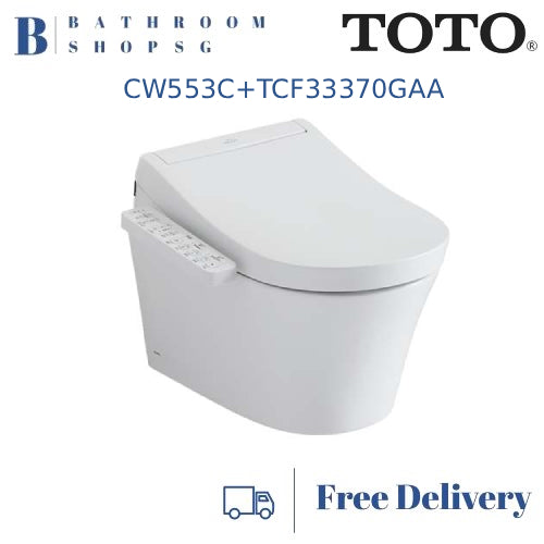 TOTO CW553C Wall Hung Rimless Toilet Bowl with TCF33370GAA Concealed Washlet S2 Electric Bidet Seat
