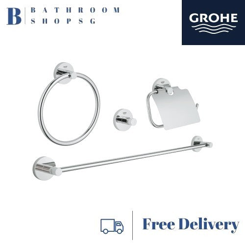 Grohe 40776001 Essentials 4-in-1 Master Bathroom Accessories Set | Grohe Towel Rail | Paper Holder