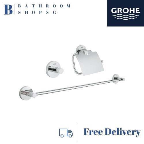 Grohe 40775001 Essentials 3-in-1 Guest Bathroom Accessories Set | Grohe Towel Rail | Paper Holder