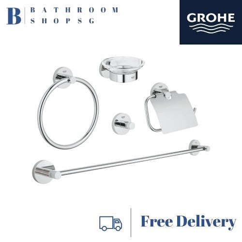 Grohe 40344001 Essentials Master Bathroom Accessories Set 5-in-1 | Grohe Bathroom Accessories