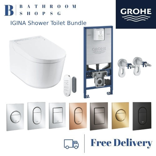 Grohe IGINA Wall hung Shower Toilet Bundle 102915SH00 with Remote Control and Automatic Flush Kit