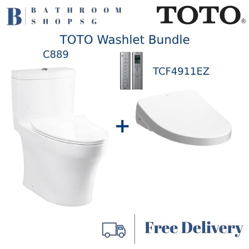TOTO C889 One piece Toilet Bowl bundle with Washlet TCF4911EZ Electric Bidet Seat