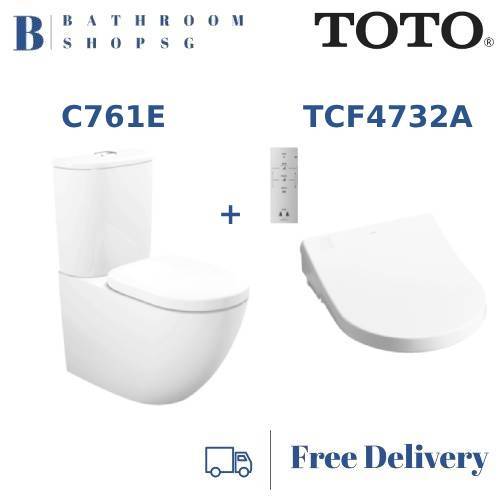 TOTO C761E Close Coupled Toilet Bowl bundle with Washlet TCF4732A