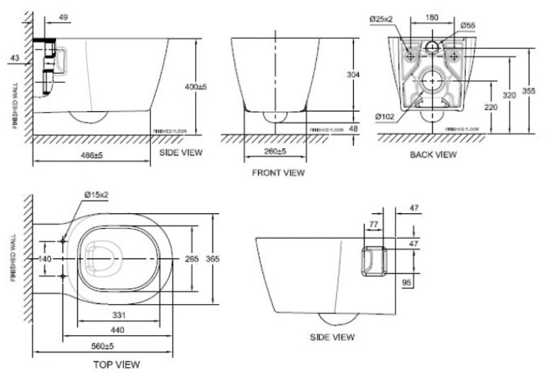 American Standard Concept Nuovo CL31057-6DACTPT Wall Hung Toilet