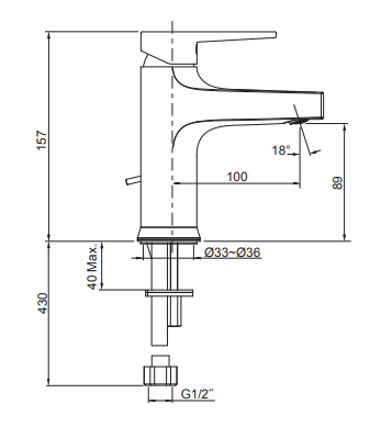 Kohler Taut K-74013t-4e2-cp Basin Mixer 