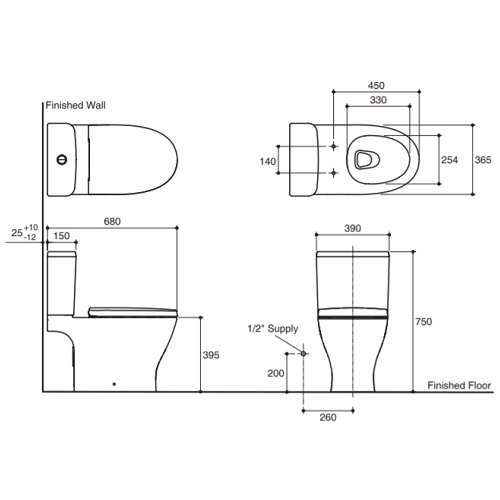 Kohler K-31114K-0 Reach Up Two Piece Toilet Specification | Kohler Toilet