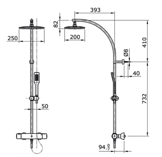 TOTO TX454SON Thermostatic Shower Column Set | Shower Panel